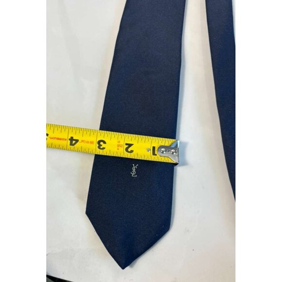 Yves Saint Laurent YSL Mens Tie Blue 100% Silk Classic Necktie Designer Vintage - Picture 6 of 7